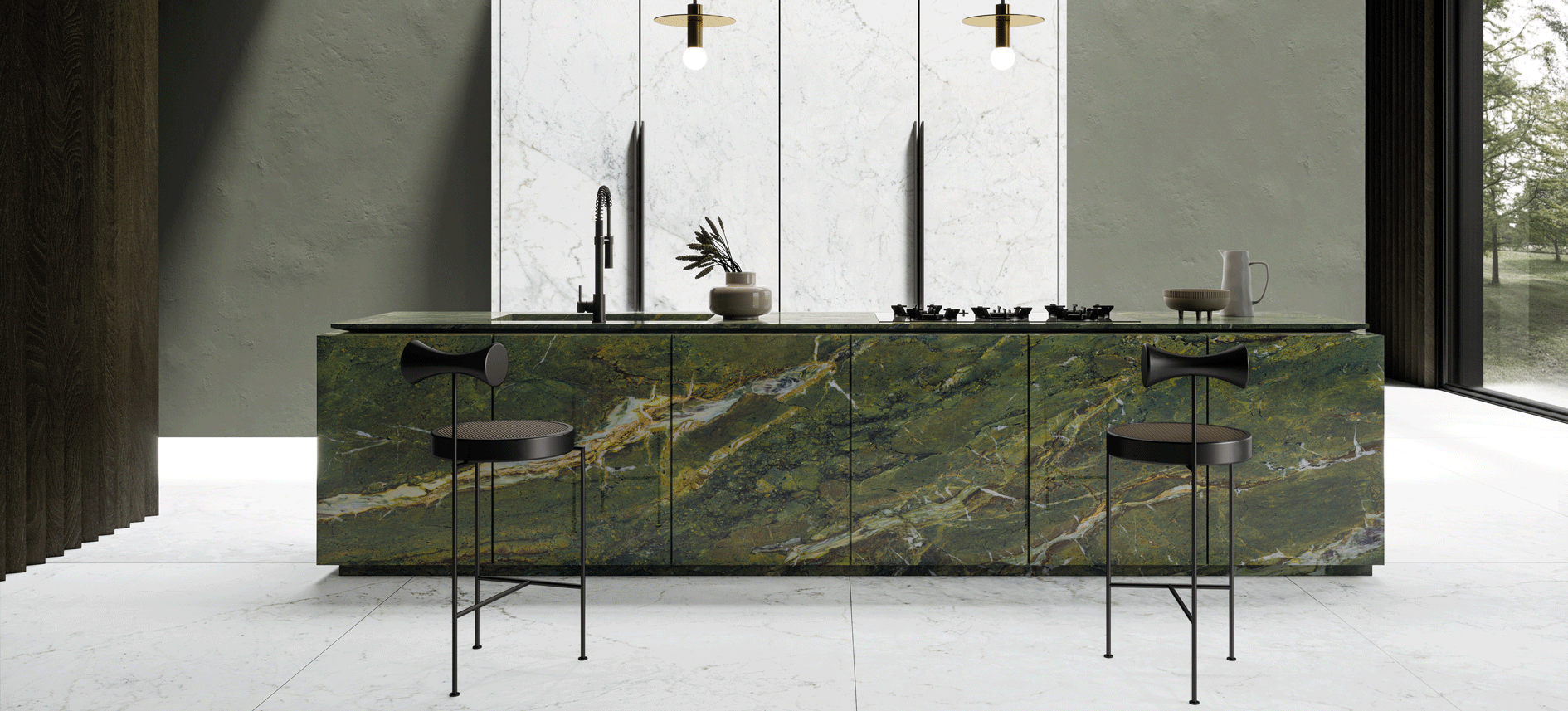 Ariostea Verde Kazai Küchenblock aus 300x150cm